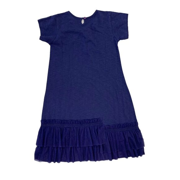 Garnet Jill Girls Dress Large Blue Short Sleeve Ruffle Hem Classic Cotton - Picture 3 of 5